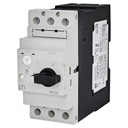 Автоматический выключатель защиты двигателя MPE80-65 (50-65А), ETI (4648017) фото