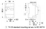 Автоматичний вимикач захисту двигуна MSP0-0,6 (0,12-0,18 kW, 0.4-0.6A), ETI зображення 2 (габаритні розміри)