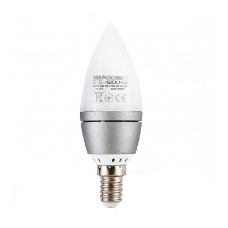Светодиодная (LED) лампа C-6-4200-14, 6 Вт 4200K E14, Евросвет (000038862) фото