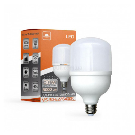 Світлодіодна (LED) лампа високопотужна VIS-30-E27 30Вт 6400К E27, Евросвет (40889) фото