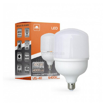 Світлодіодна (LED) лампа високопотужна VIS-40-E27 40Вт 6400К E27, Евросвет (40890) фото