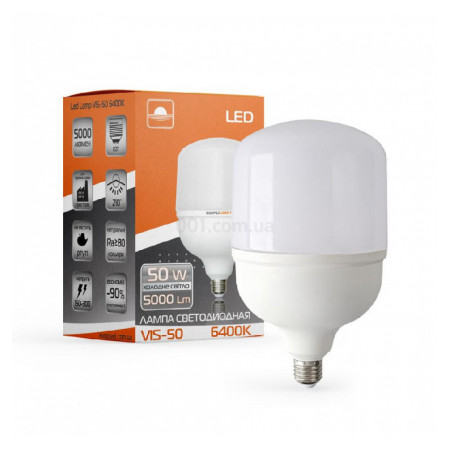 Світлодіодна (LED) лампа високопотужна VIS-50-E27 50Вт 6400К E27, Евросвет (40891) фото