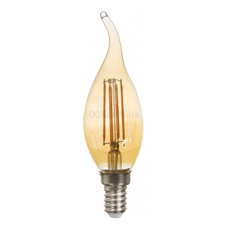 Світлодіодна лампа LB-159 CF37 (свічка на вітрі) філамент золото 6Вт 2200K E14, Feron (5626) фото