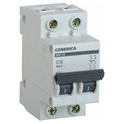 Автоматичний вимикач ВА47-29 2P 16А 4,5кА тип C, GENERICA міні-фото