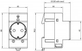 Розетка 2P+PE на DIN-рейку 250В/16А 2,5M, GEWISS изображение 2 (габаритные размеры)