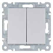 Вимикач 2-клавішний універсальний Lumina сріблястий 10АХ/230В, Hager міні-фото