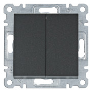 Выключатель 2-клавишный универсальный Lumina черный 10АХ/230В, Hager мини-фото