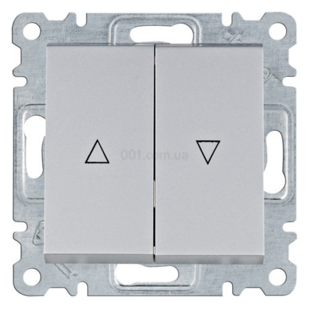 Вимикач 2-клавішний для жалюзі "Контактор" Lumina сріблястий 10АХ/230В, Hager (WL0322) фото