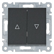 Выключатель 2-клавишный для жалюзи "Контактор" Lumina черный 10АХ/230В, Hager мини-фото