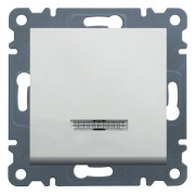 Вимикач з підсвічуванням універсальний - прохідний (механізм) білий 10АХ/230В Lumina2, Hager міні-фото