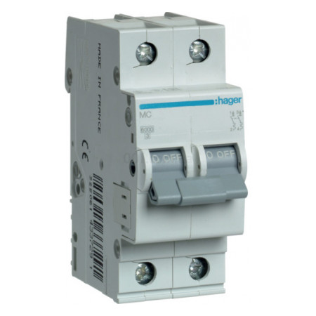 Автоматичний вимикач MC506A 1P+N 6kA C-6A 2M, Hager фото