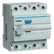 Пристрій захисного відключення (ПЗВ) CF464J 4P 63A 300mA тип AC, Hager міні-фото