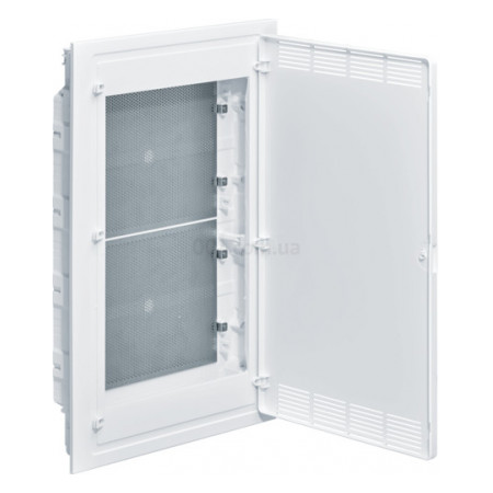 Щит 4-рядный для ММ-оборудования врезной белая пластиковая перфорированная дверь GOLF, Hager (VF418PZF) фото
