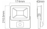 Прожектор с датчиком движения SMD LED 50Вт 6400K 4000лм IP65 PARS/S-50 черный, Horoz Electric изображение 3 (габаритные размеры)