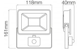 Прожектор с датчиком движения SMD LED 20Вт 6400K 1600лм IP65 ASLAN/S-20 черный, Horoz Electric изображение 2 (габаритные размеры)