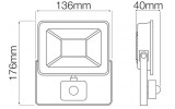 Прожектор з датчиком руху SMD LED 30Вт 6400K 2400лм IP65 ASLAN/S-30 чорний, Horoz Electric зображення 2 (габаритні розміри)