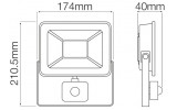 Прожектор с датчиком движения SMD LED 50Вт 6400K 4000лм IP65 ASLAN/S-50 черный, Horoz Electric изображение 2 (габаритные размеры)