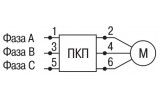 Схема включення електродвигуна за допомогою перемикачів кулачкових ПКП...-13/... IEK зображення