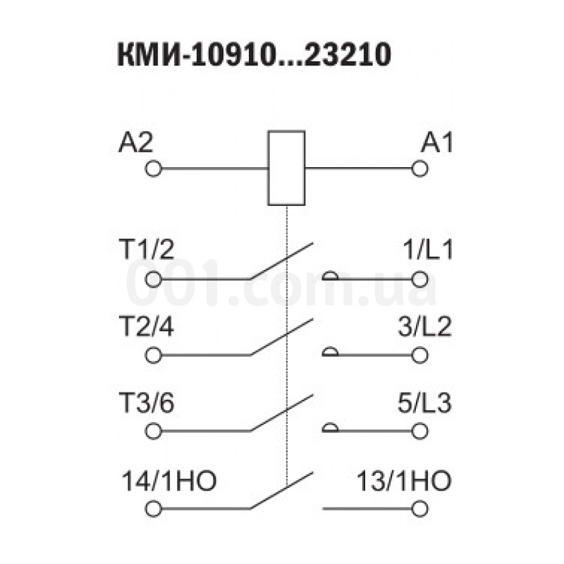 Электрическая схема контакторов малогабаритных КМИ-10910 … КМИ-23210 IEK изображение