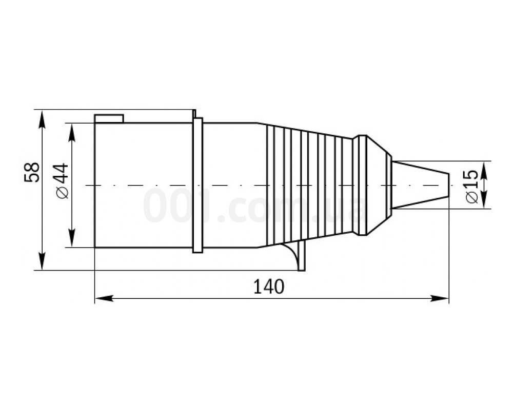 Габаритные размеры силовой переносной вилки IEK ССИ-013 изображение