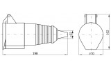 Габаритні розміри силової переносної розетки IEK ССИ-225 зображення