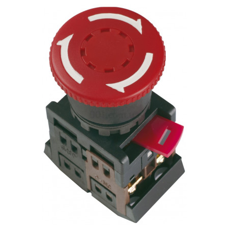Кнопка AE-22 "грибок" з фіксацією d22 мм червона 240В 1з+1р, IEK (BBG10-AE-K04) фото