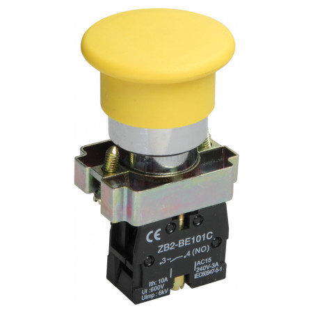 Кнопка управления LAY5-BC51 "грибок" без подсветки желтая 1з, IEK (BBG70-BC-K05) фото