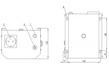 Габаритные размеры стабилизатора напряжения Boiler IEK (верхняя и задняя панель): 5 - розетка для подключения нагрузки; 6 - термопредохранитель с кнопкой ручного восстановления после срабатывания; 7 - ввод сетевого шнура; 8 - отверстия для монтажа стабилизатора на стену изображение
