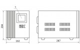 Габаритні розміри переносних стабілізаторів напруги Prime 1,5 кВА IEK. Позначення: 1 — багатофункціональний дисплей зображення