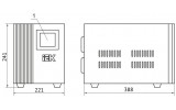 Габаритные размеры переносных стабилизаторов напряжения Prime 10 кВА IEK. Обозначения: 1 — многофункциональный дисплей изображение