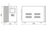 Габаритні розміри переносних стабілізаторів напруги Prime 8 кВА IEK. Позначення: 1 — багатофункціональний дисплей зображення
