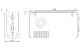 Габаритные размеры стабилизатора напряжения Simple IEK (вид слева и снизу). Обозначения: 7. Однополюсный клавишный выключатель; 8. Ввод сетевого шнура; 9. Отверстия для монтажа стабилизатора на стену изображение
