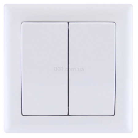 Выключатель двухклавишный белый ВК02-00-0-ББ серия BOLERO, IEK (EVB20-K01-10) фото