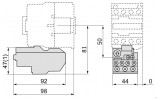 Габаритные и установочные размеры реле электротепловых РТИ-1301 … РТИ-1322 с КМИ-10910 … КМИ-11811 IEK изображение