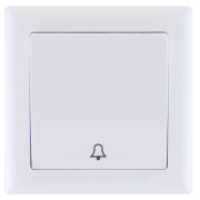 Выключатель кнопочный одноклавишный белый ВК01-14-0-ББ серия BOLERO, IEK мини-фото