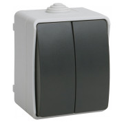 Выключатель двухклавишный для наружной установки (IP54) ВС20-2-0-ФСр серия ФОРС, IEK мини-фото