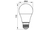 Габаритні розміри світлодіодної лампи LED ALFA A60 E27 8W-12W IEK зображення