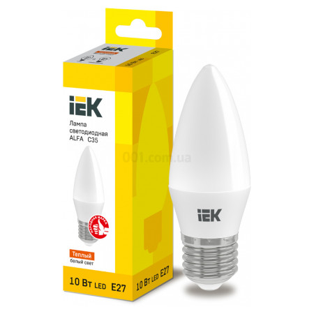 Светодиодная лампа LED ALFA C35 свеча 10Вт 230В 3000К E27, IEK (LLA-C35-10-230-30-E27) фото