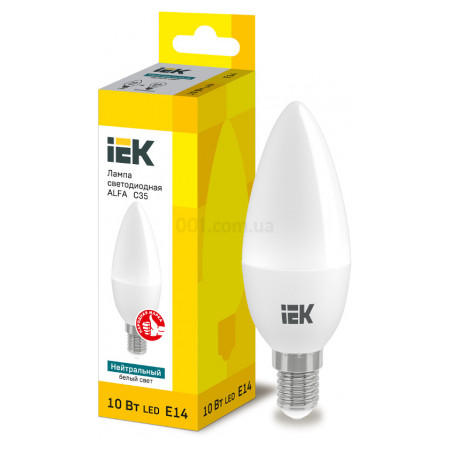 Світлодіодна лампа LED ALFA C35 свічка 10Вт 230В 4000К E14, IEK (LLA-C35-10-230-40-E14) фото