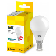 Світлодіодна лампа LED ALFA G45 куля 6Вт 230В 4000К E14, IEK міні-фото