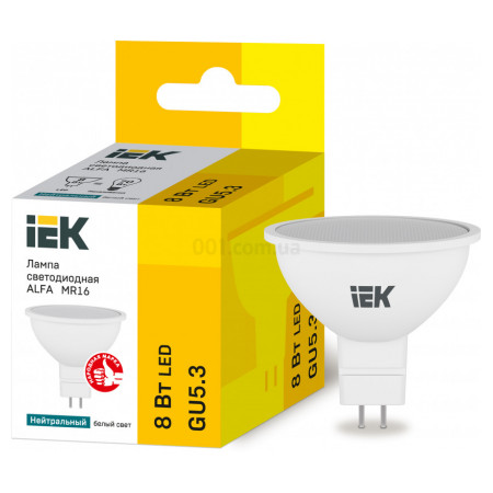 Светодиодная лампа LED ALFA MR16 софит 8Вт 230В 4000К GU5,3, IEK (LLA-MR16-8-230-40-GU5) фото