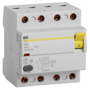 Пристрій захисного відключення (ПЗВ) ВД1-63 4P 50 А 100 мА тип A, IEK міні-фото