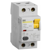 Пристрій захисного відключення (ПЗВ) ВД1-63 2P 100 А 30 мА тип AC, IEK міні-фото
