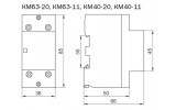 Габаритні розміри контактора модульного КМ63-20, КМ63-11, КМ40-20, КМ40-11 IEK зображення