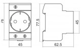 Габаритные размеры розетки РАр10-3-ОП с заземляющим контактом на DIN-рейку IEK изображение