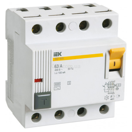 Пристрій захисного відключення (ПЗВ) ВД1-63S 4P 32 А 100 мА тип S, IEK (MDV12-4-032-100) фото