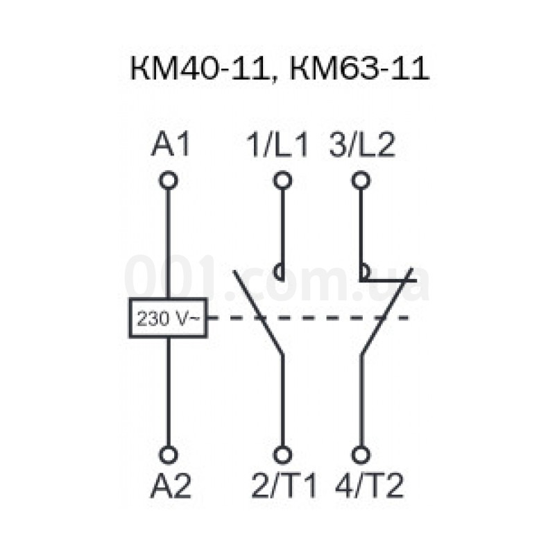 Электрическая схема контакторов модульных КМ40-11, КМ63-11 IEK изображение