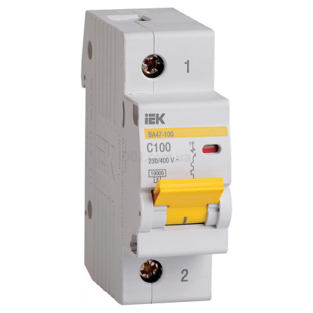 Автоматичний вимикач ВА47-100 1P 100 А х-ка C, IEK (MVA40-1-100-C) фото