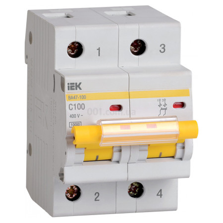 Автоматичний вимикач ВА47-100 2P 100 А х-ка C, IEK (MVA40-2-100-C) фото