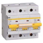 Автоматичний вимикач ВА47-100 3P 100 А х-ка C, IEK міні-фото